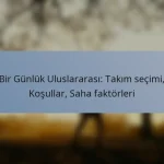 Bir Günlük Uluslararası: Takım seçimi, Koşullar, Saha faktörleri
