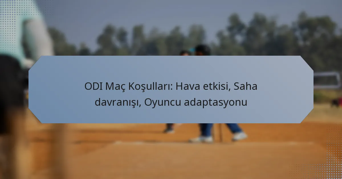 ODI Maç Koşulları: Hava etkisi, Saha davranışı, Oyuncu adaptasyonu
