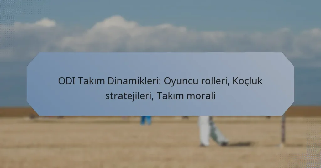 ODI Takım Dinamikleri: Oyuncu rolleri, Koçluk stratejileri, Takım morali