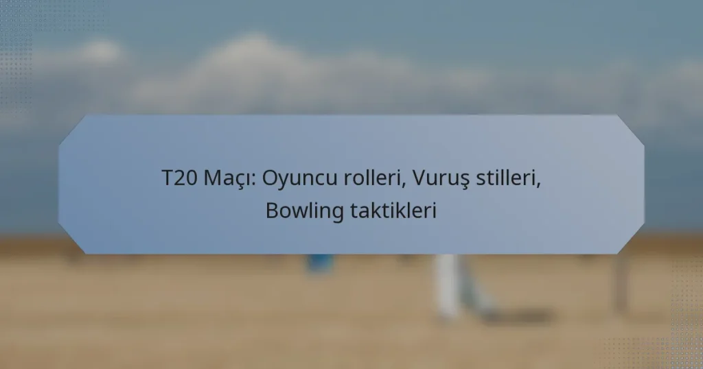 T20 Maçı: Oyuncu rolleri, Vuruş stilleri, Bowling taktikleri