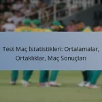 Test Maç İstatistikleri: Ortalamalar, Ortaklıklar, Maç Sonuçları