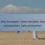 Test Maç Stratejileri: Smaç teknikleri, Bowling varyasyonları, Saha yerleşimleri