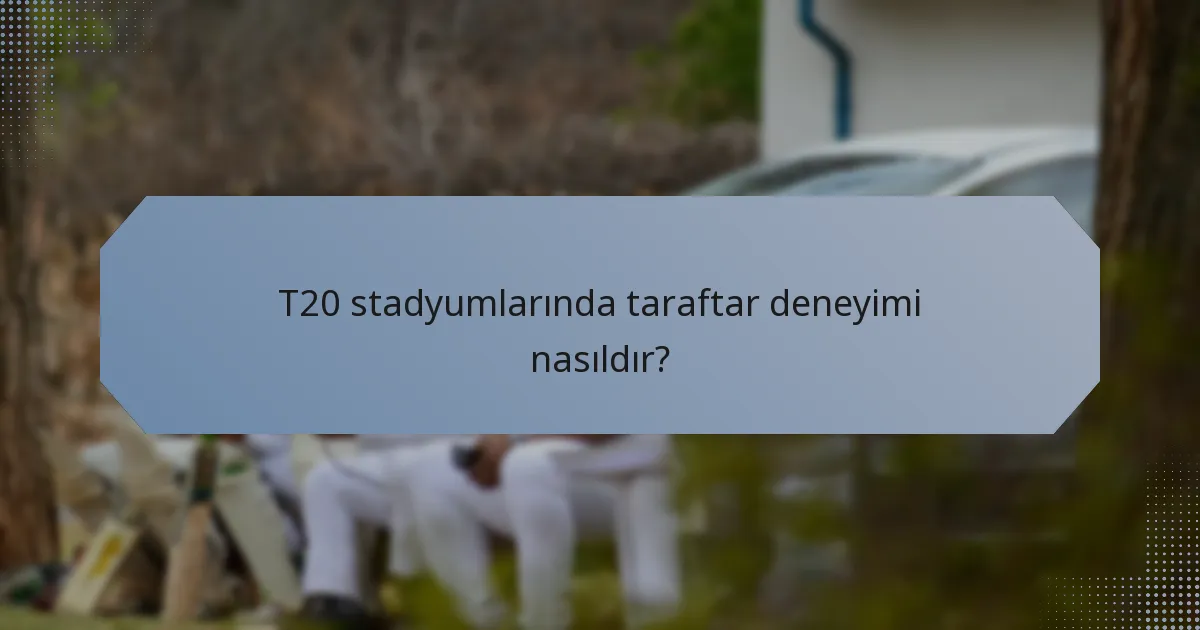 T20 stadyumlarında taraftar deneyimi nasıldır?