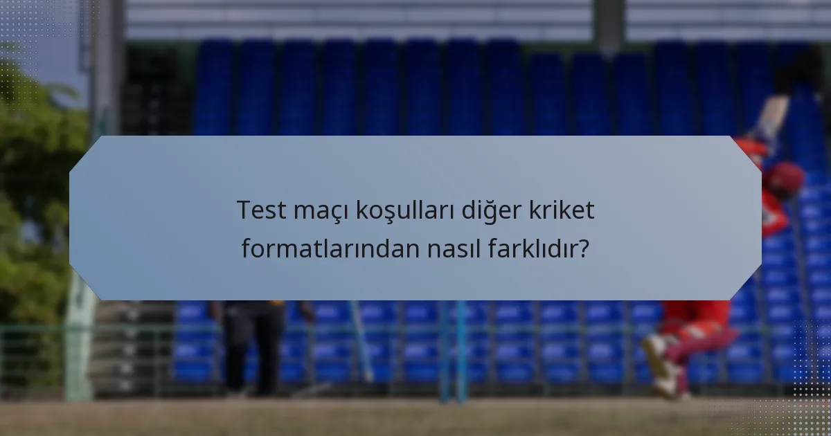 Test maçı koşulları diğer kriket formatlarından nasıl farklıdır?