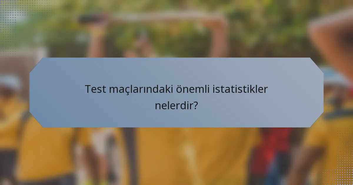Test maçlarındaki önemli istatistikler nelerdir?