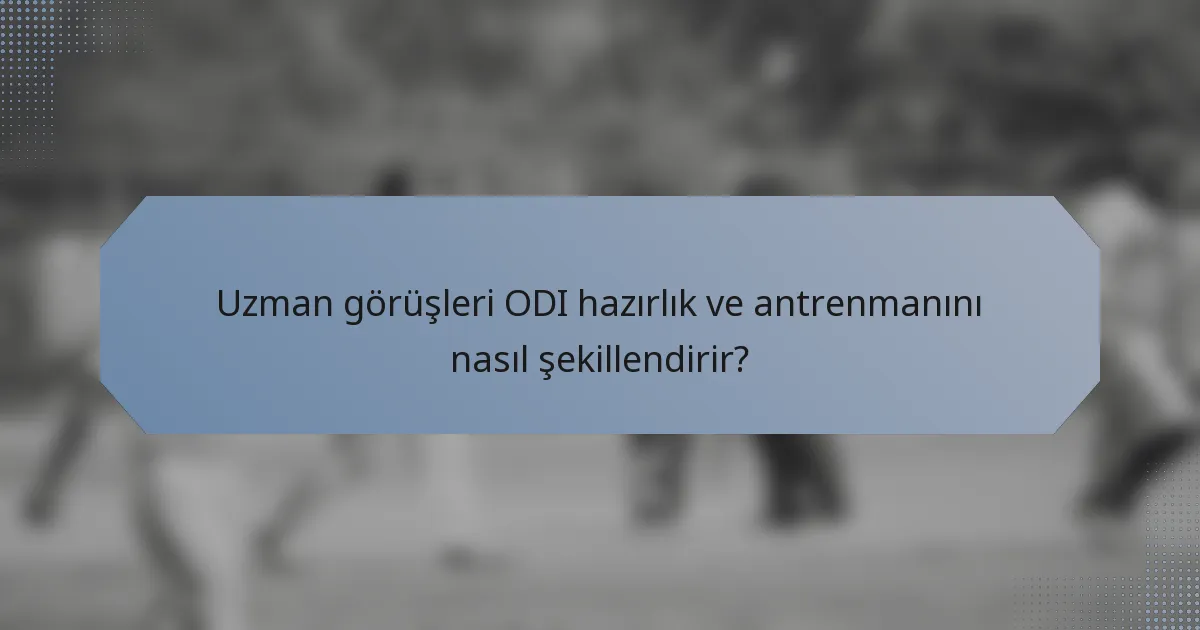 Uzman görüşleri ODI hazırlık ve antrenmanını nasıl şekillendirir?